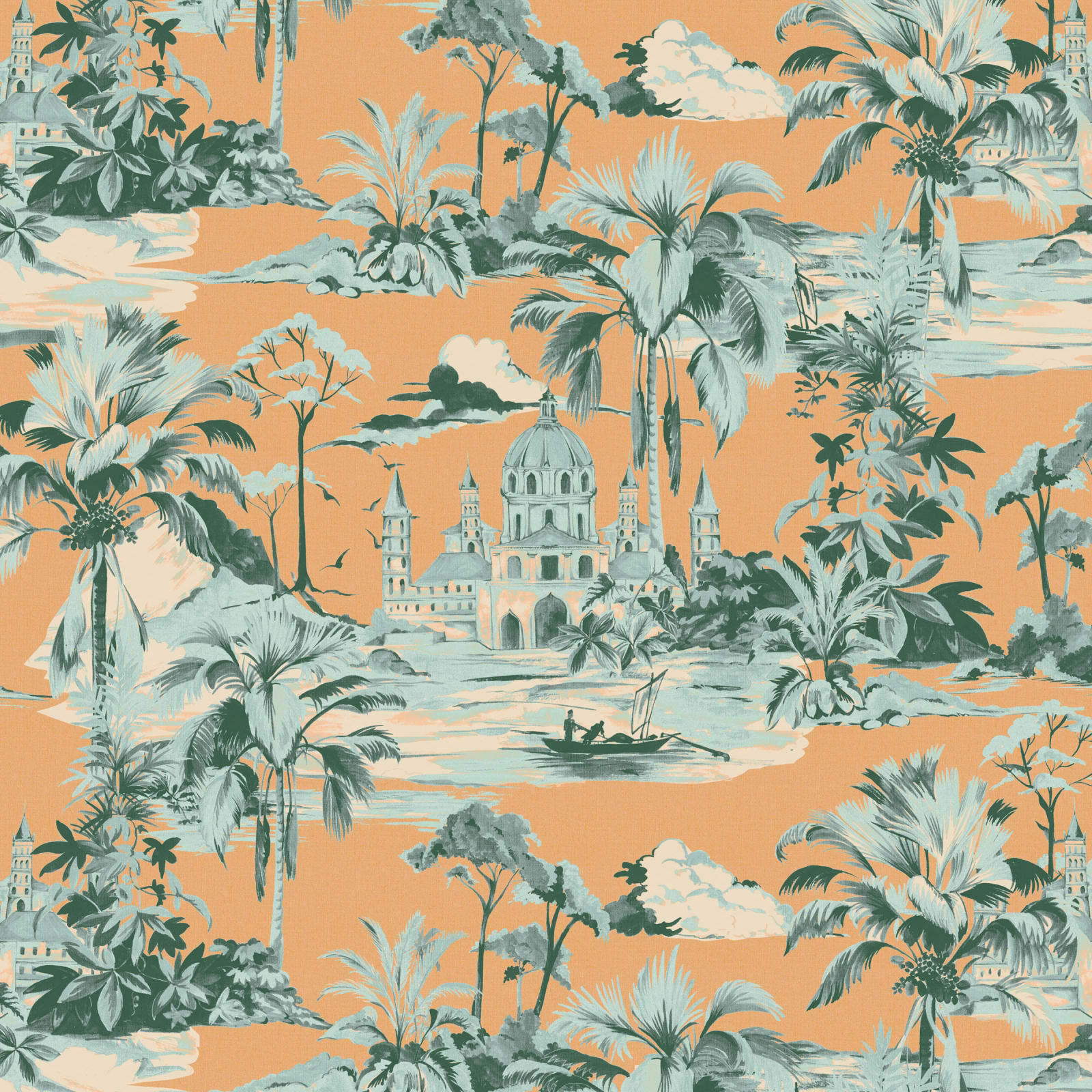 Isle Bontanica: a digital art wallcovering customizable by scale, color, and more.
