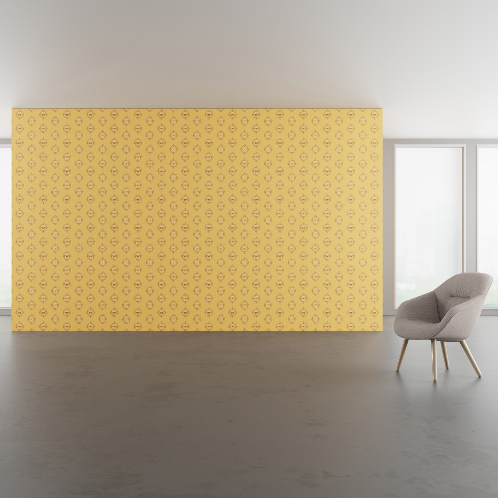 Install scene of Gilded Butterflies, a novelty digital art wallcovering pattern.