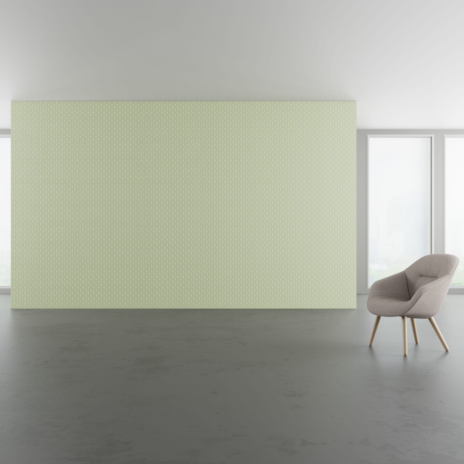 Install scene of Lisse Nostalgia, a traditional digital art wallcovering pattern.