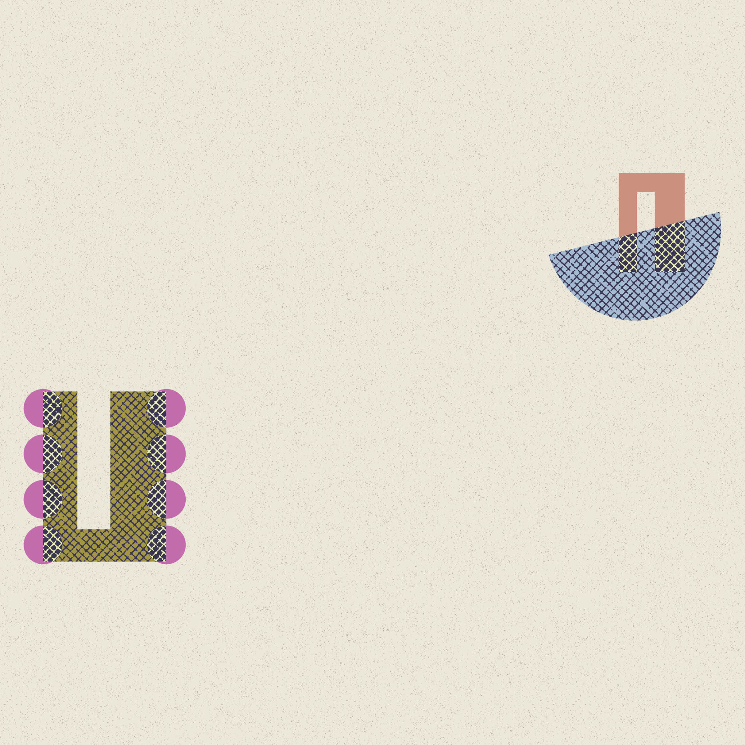 Logogram swatch: a novelty digital art wallcovering customizable by scale, color, and more.