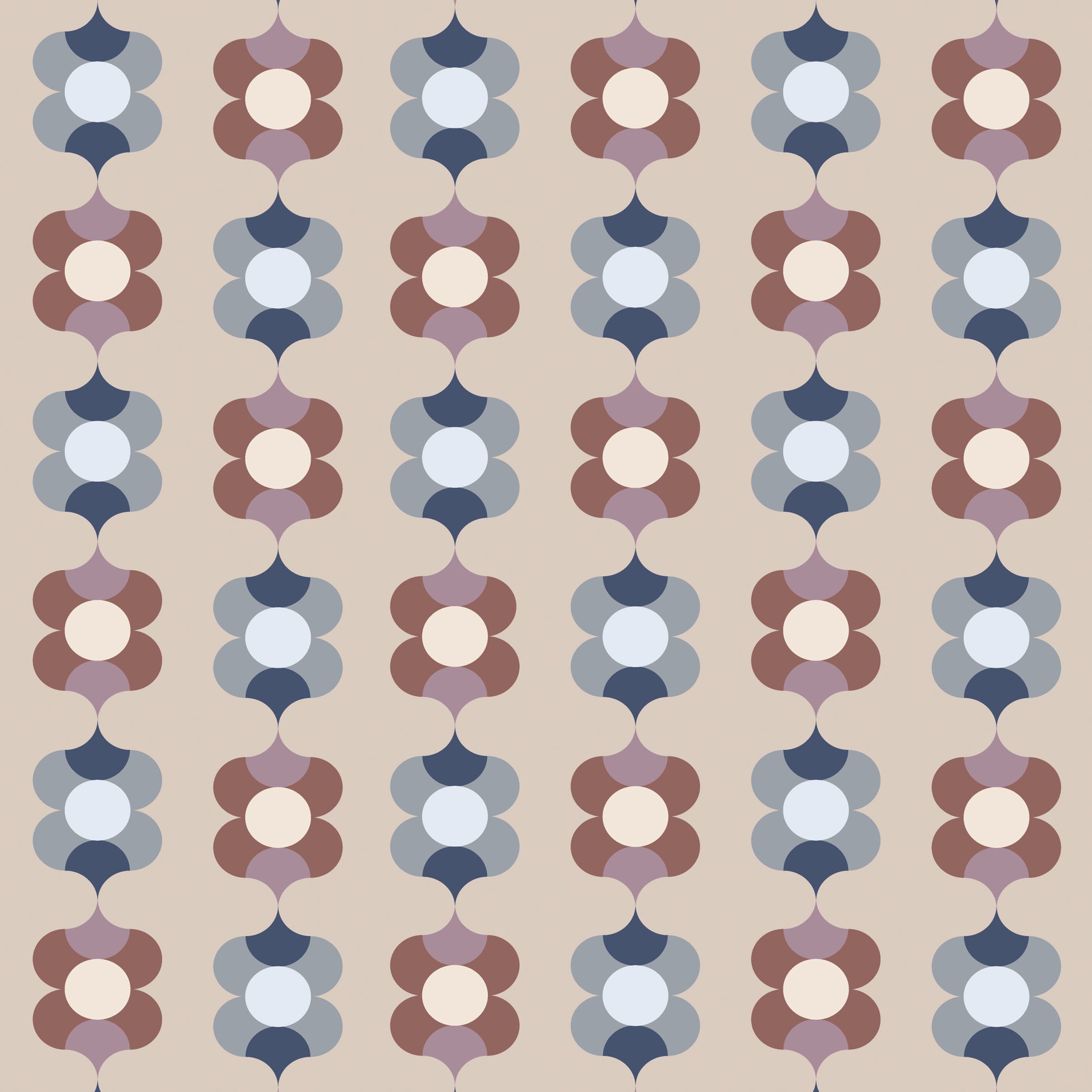 Retro Floral swatch: a novelty digital art wallcovering customizable by scale, color, and more