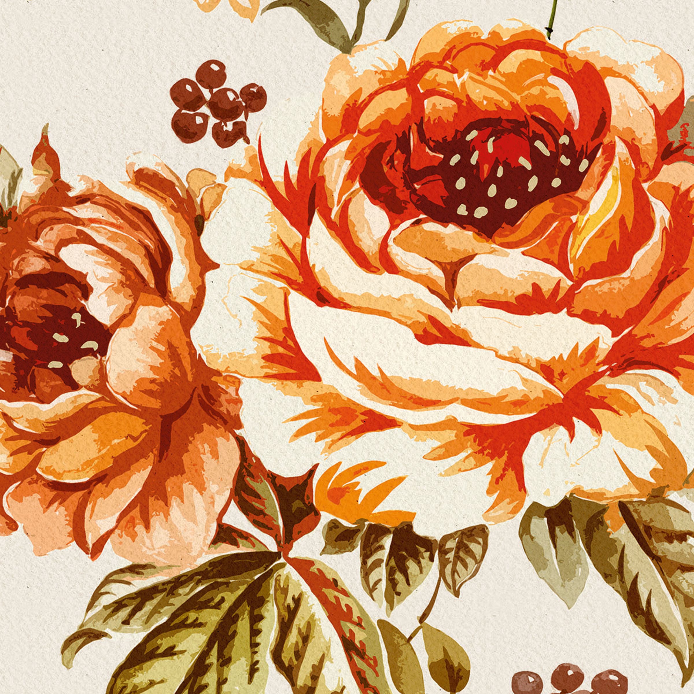 Roses in Bloom swatch: a nature-inspired digital art wallcovering customizable by scale, color, and more.