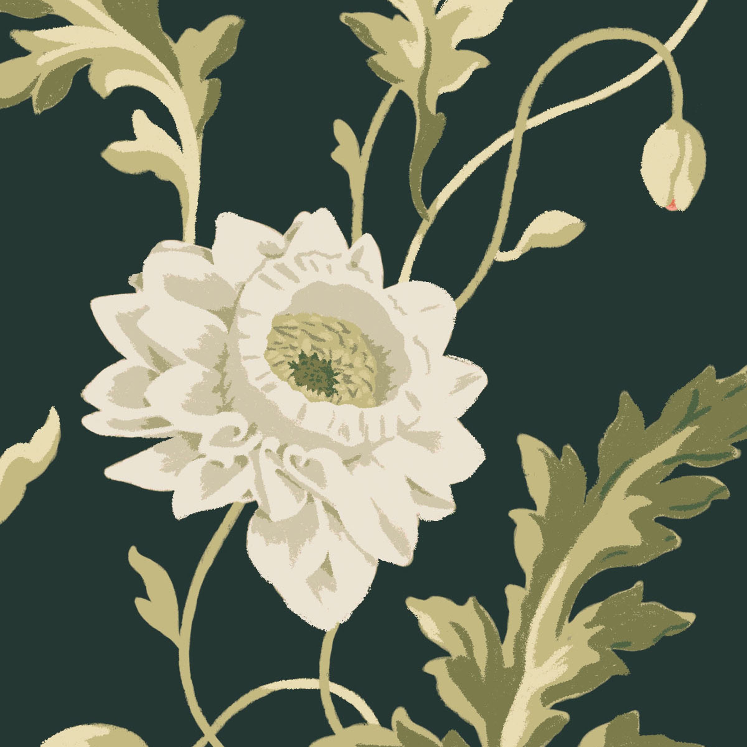 Sonnet in Bloom swatch: a nature-inspired digital art wallcovering customizable by scale, color, and more.