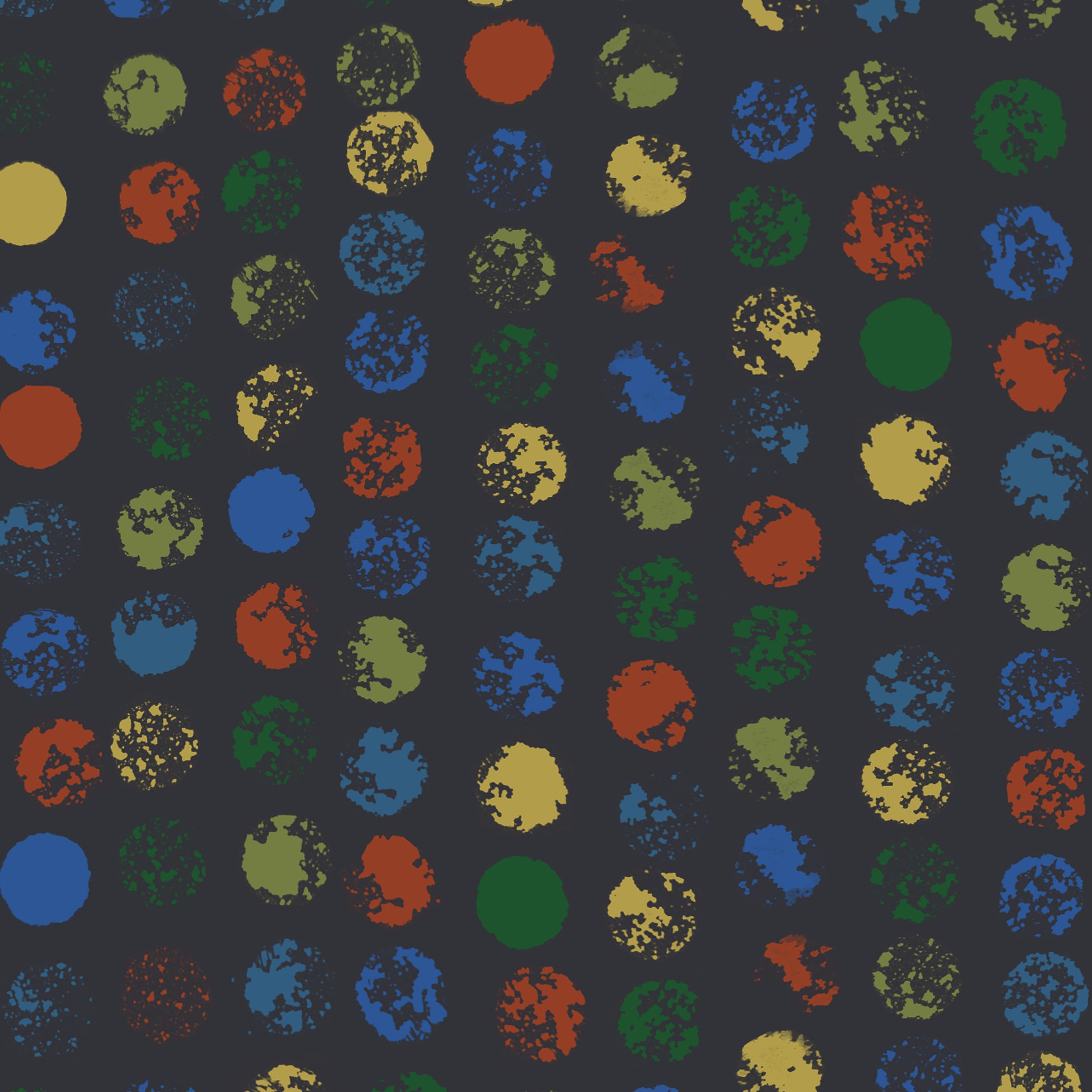 Stamp Pop swatch: a novelty digital art wallcovering customizable by scale, color, and more.