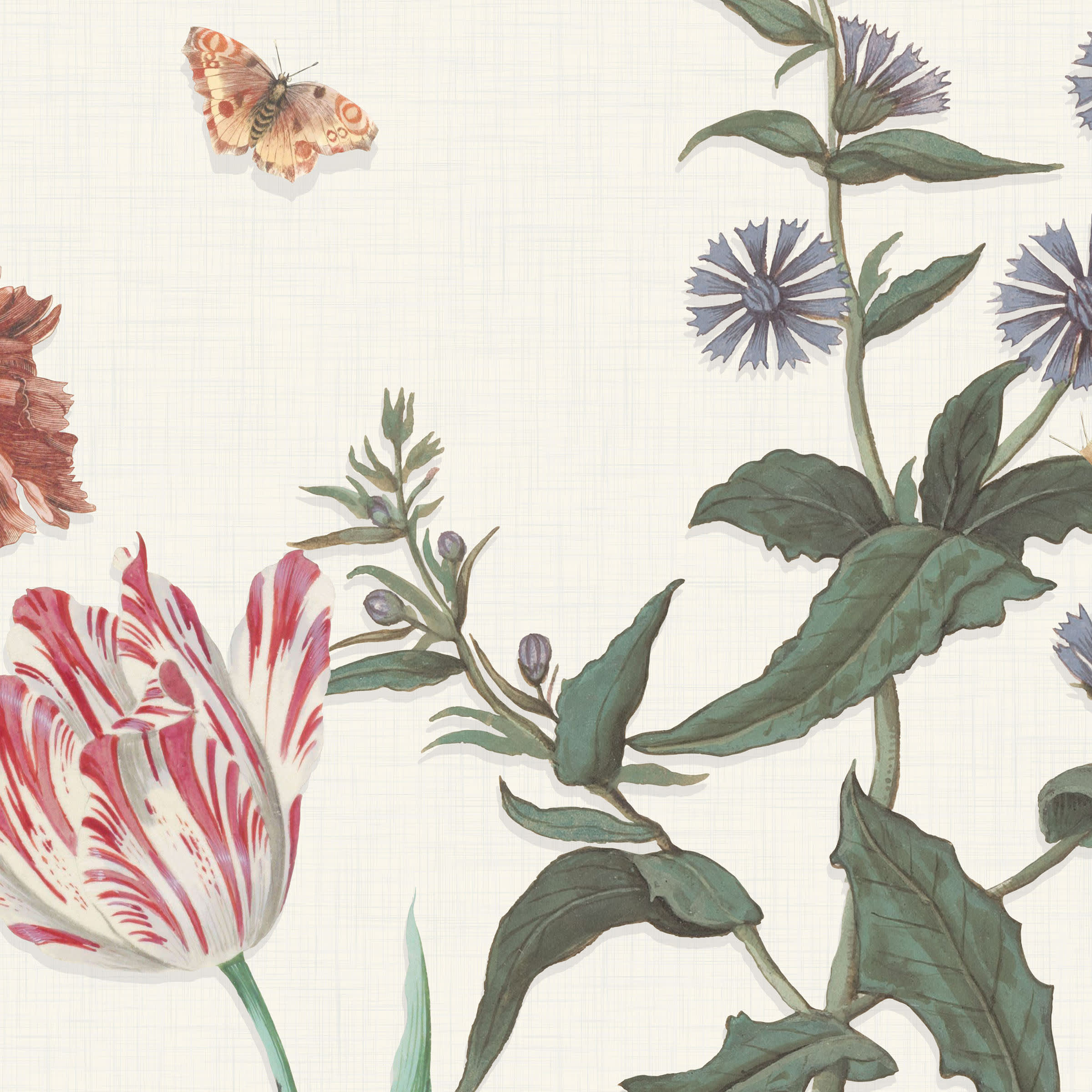 Vintage Blooms swatch: a nature-inspired digital art wallcovering customizable by scale, color, and more.