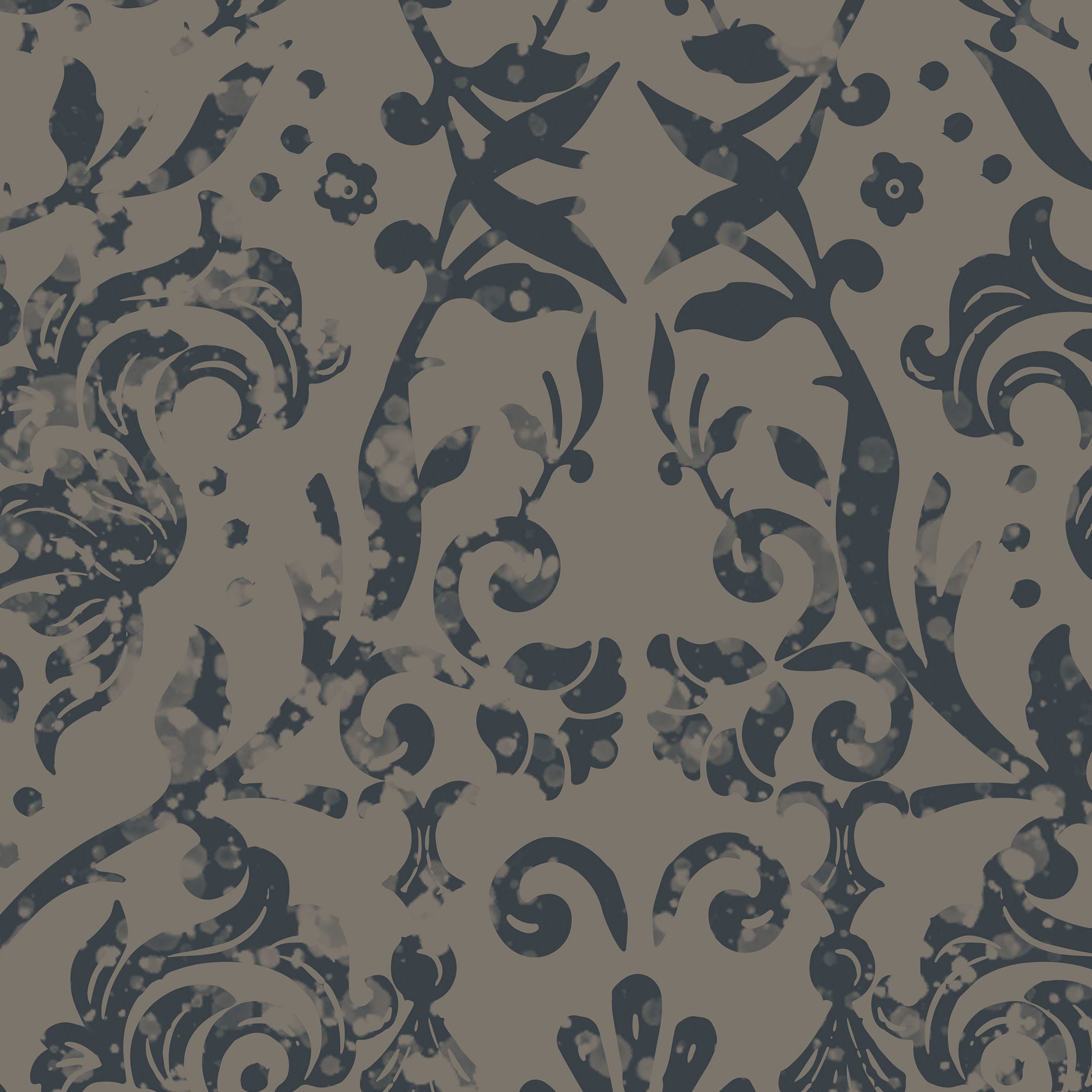 Vintage Damask swatch: a traditional digital art wallcovering customizable by scale, color, and more.