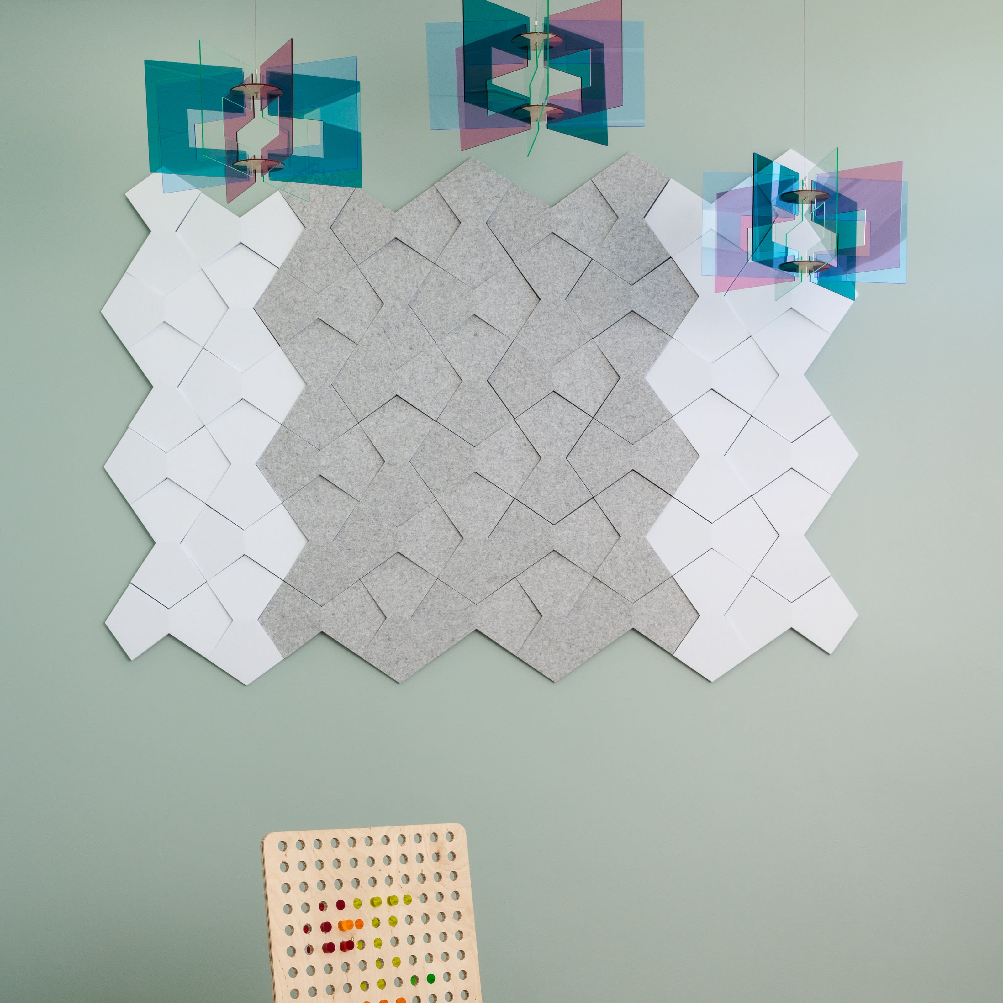 Tuxedo, a configurable acoustic tile in our Pindrop acoustic collection.