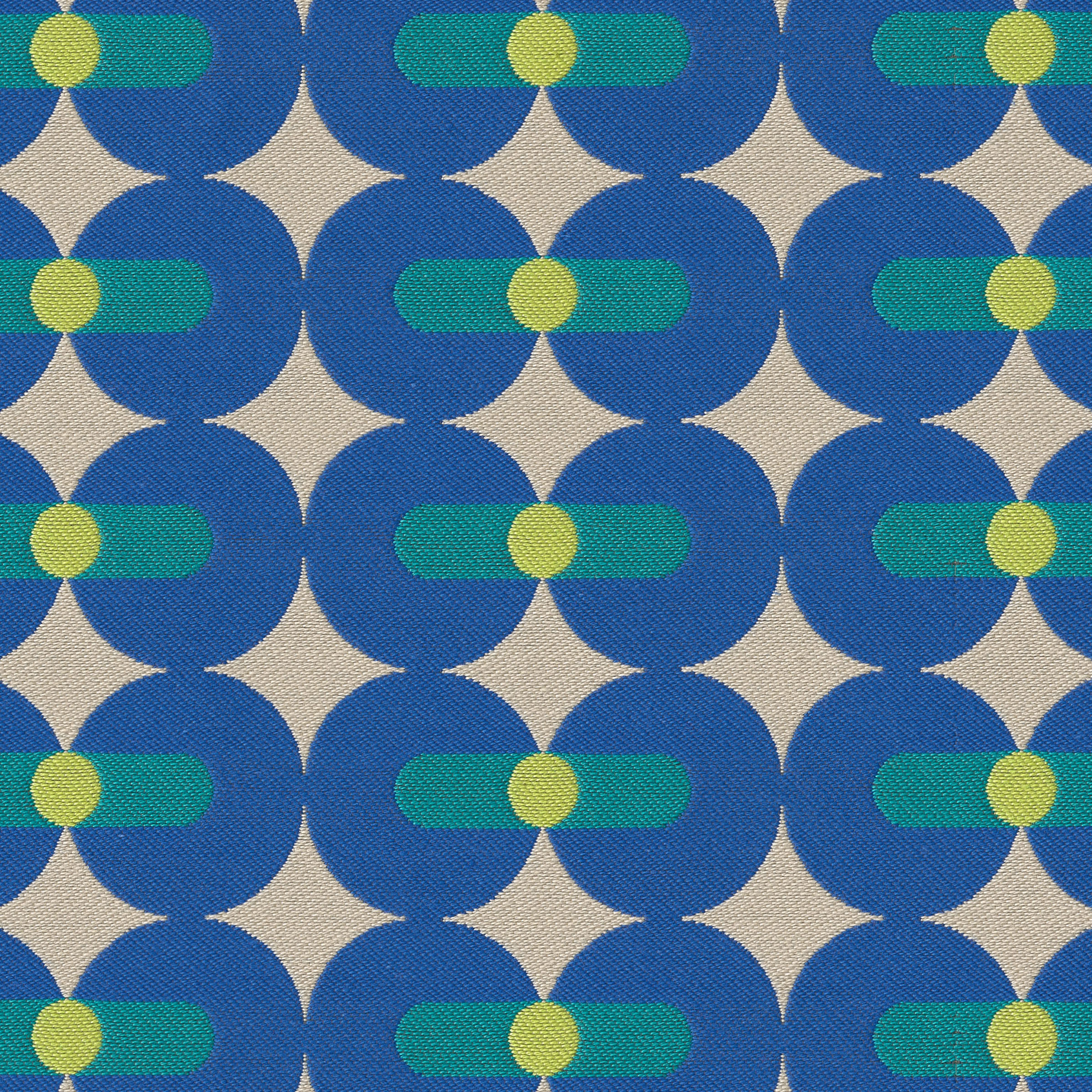 Yinka Ilori textile, Eyes In Reflection in Lapis green and blue colorway