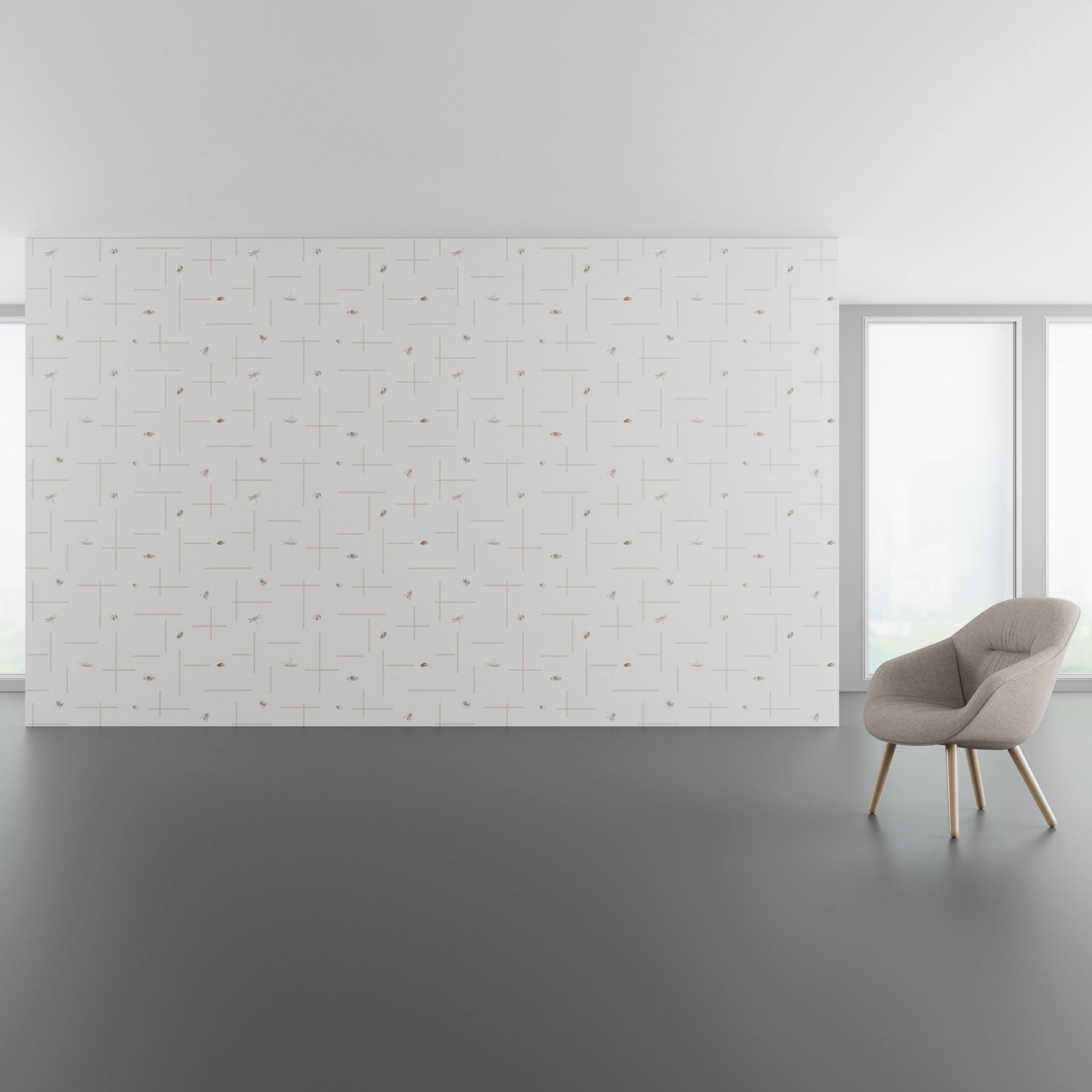 Install scene of Bug Parade, a novelty digital art wallcovering pattern.
