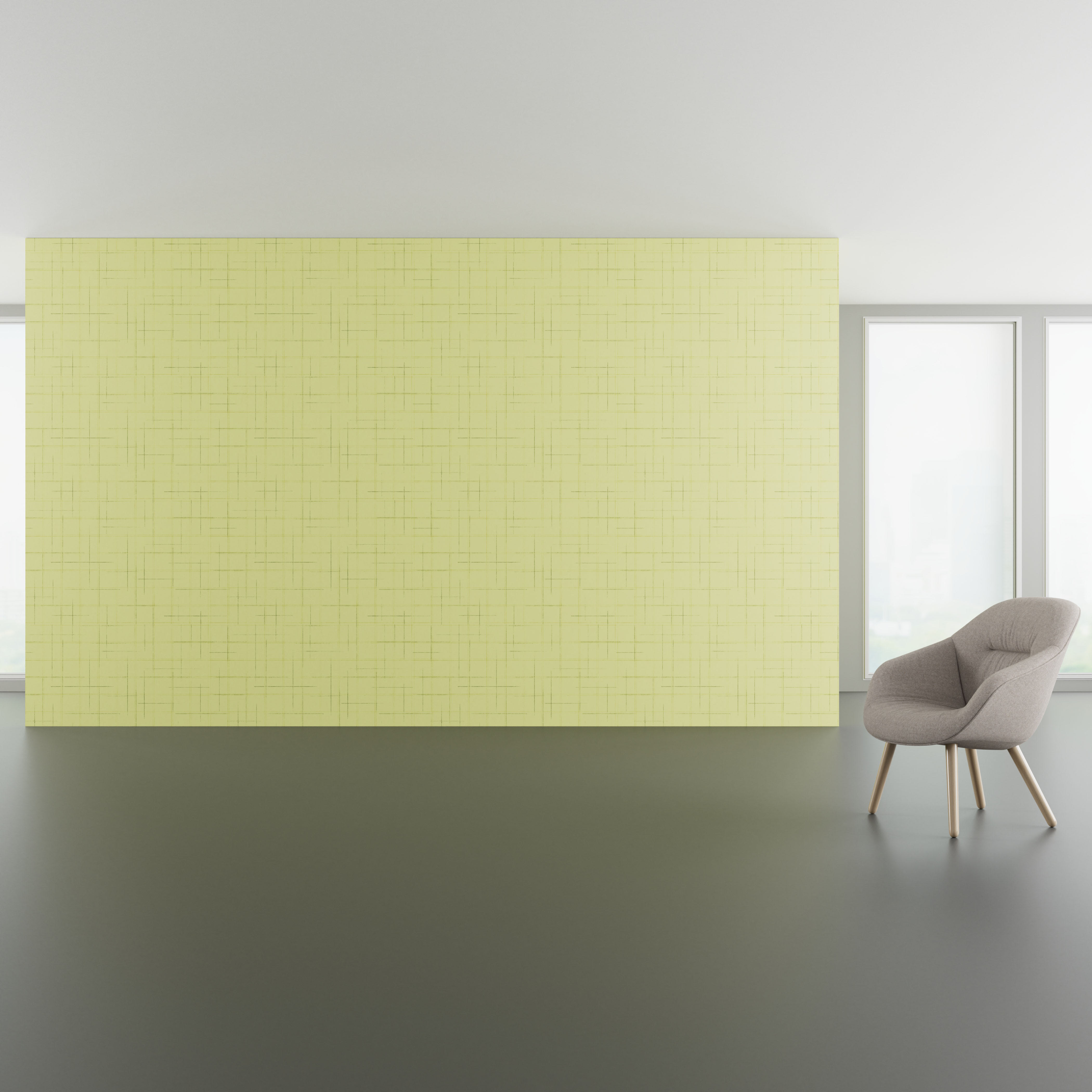 Install scene of Draft, a traditional digital art wallcovering pattern.