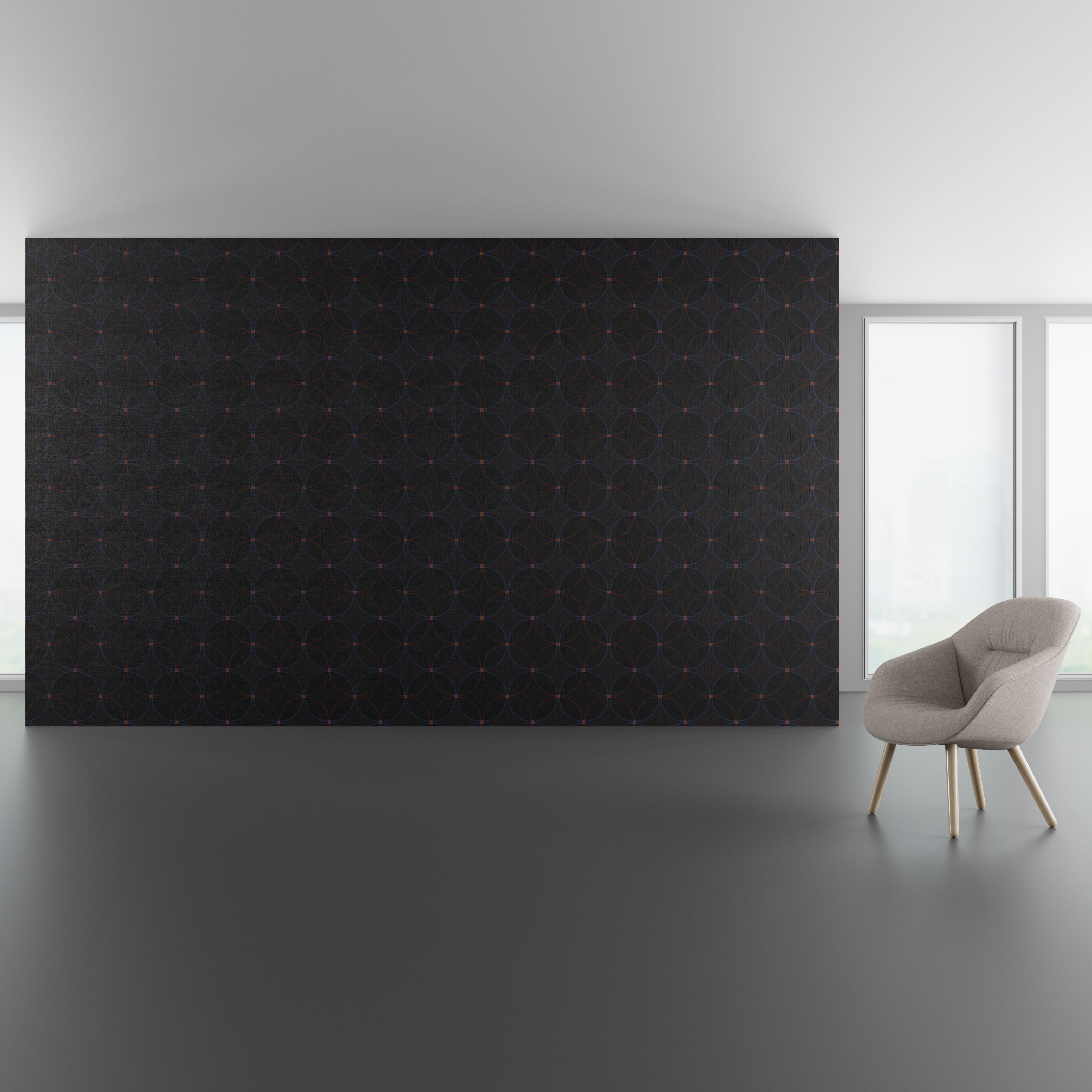 Install scene of Elliptic Embroidery, a contemporary digital art wallcovering pattern.