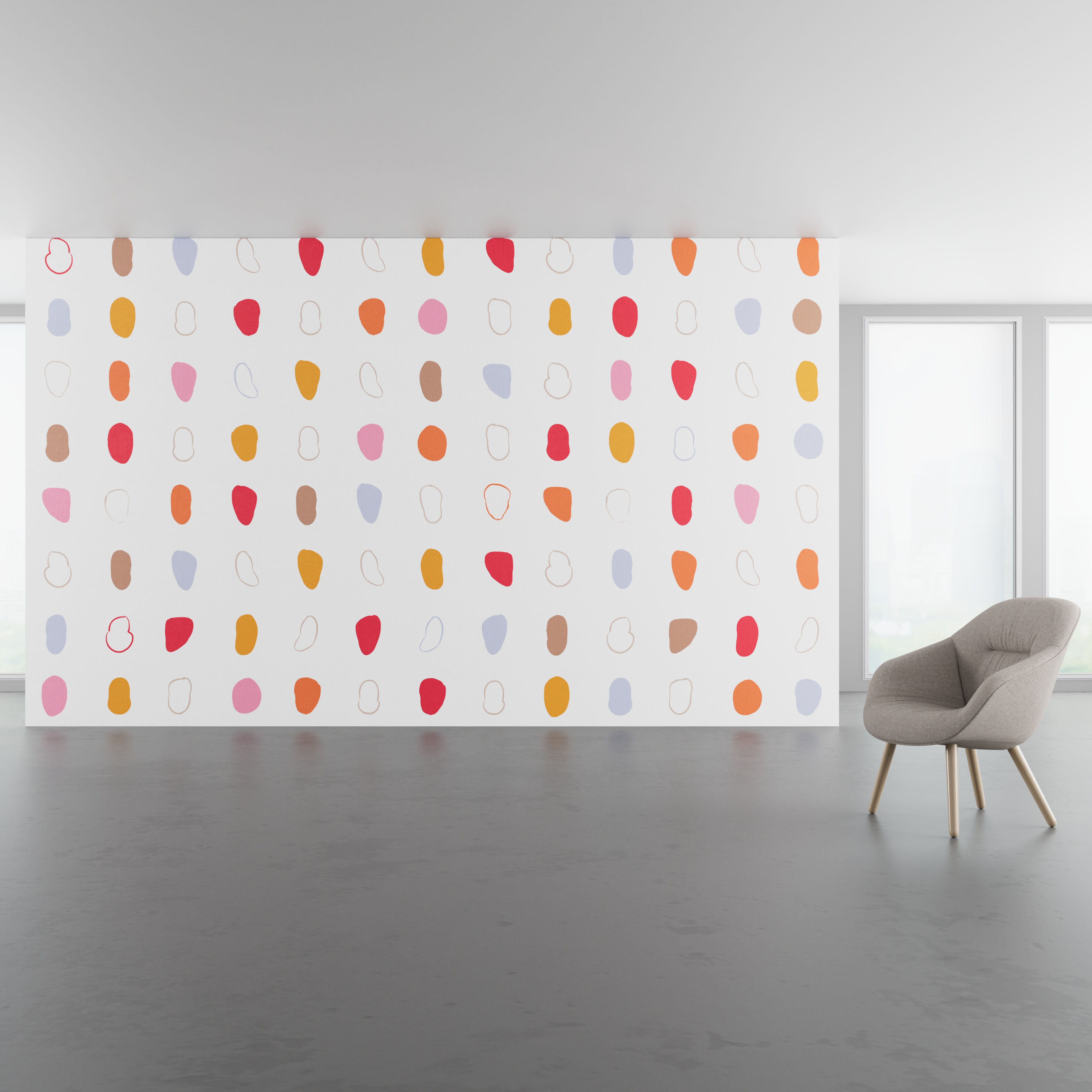 Install scene of Faces, a novelty digital art wallcovering pattern.