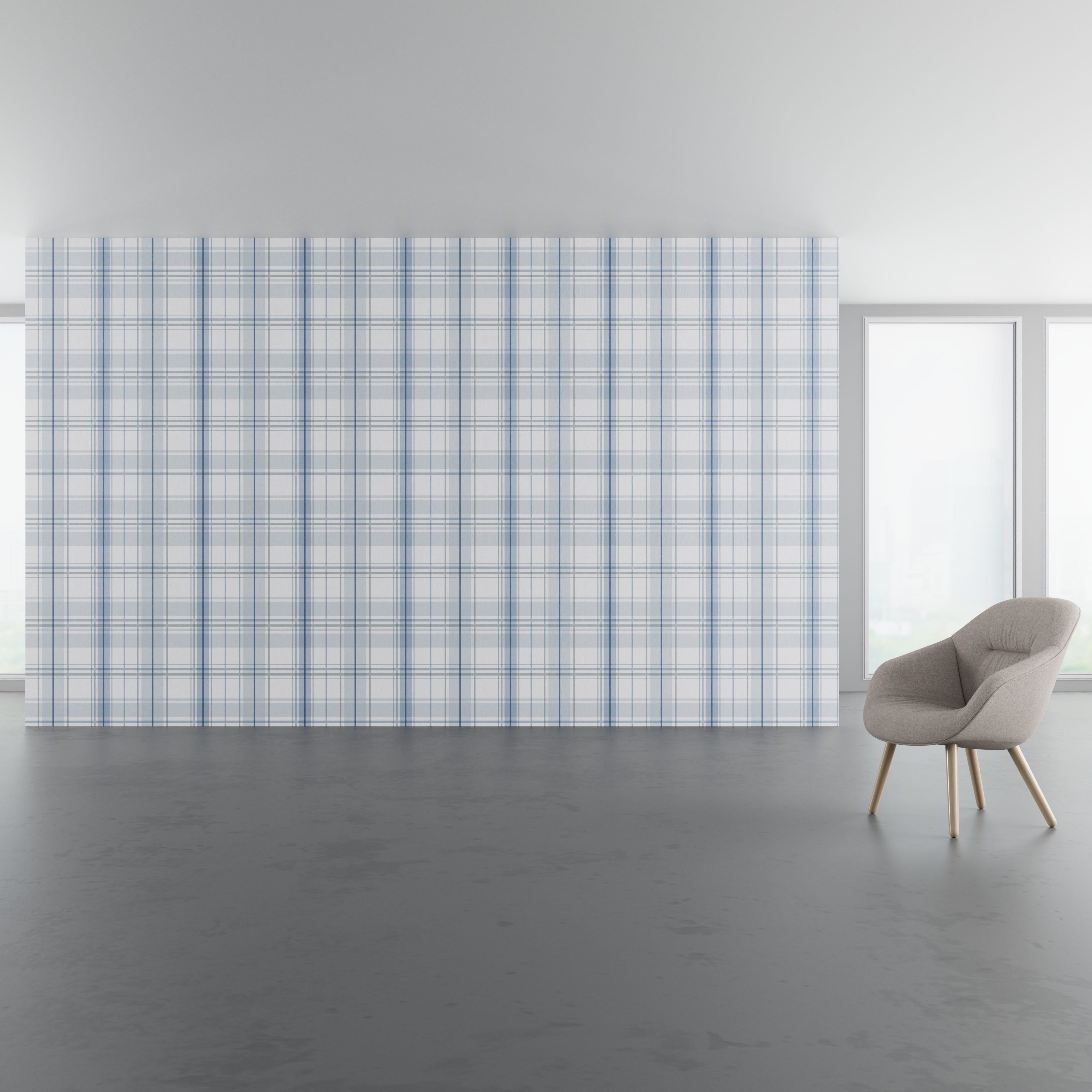 Install scene of Flannel, a traditional digital art wallcovering pattern.