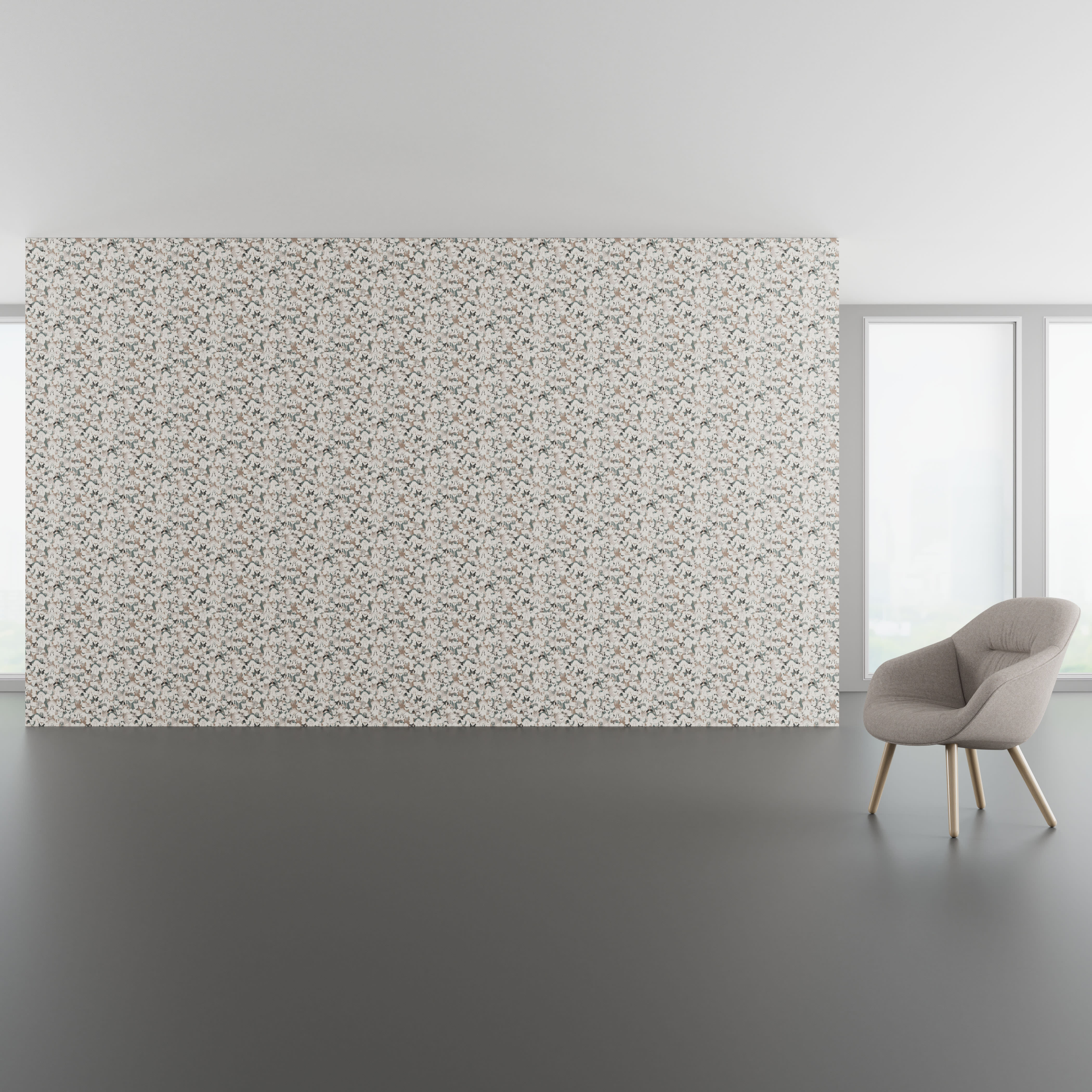 Install scene of Haute Dogs, a novelty digital art wallcovering pattern, also available in customizable Epic color option.