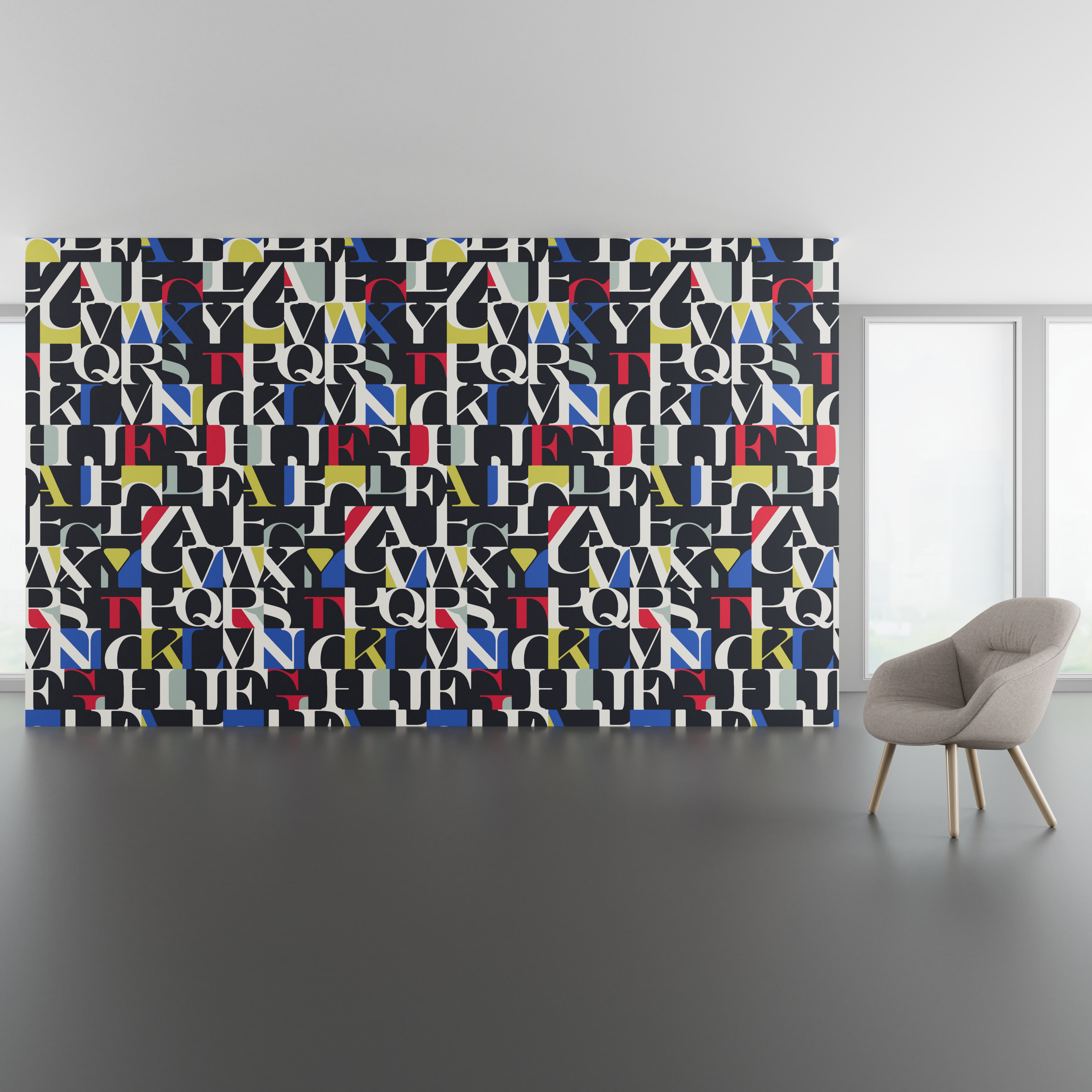 Install scene of Hearsay, a novelty digital art wallcovering pattern.