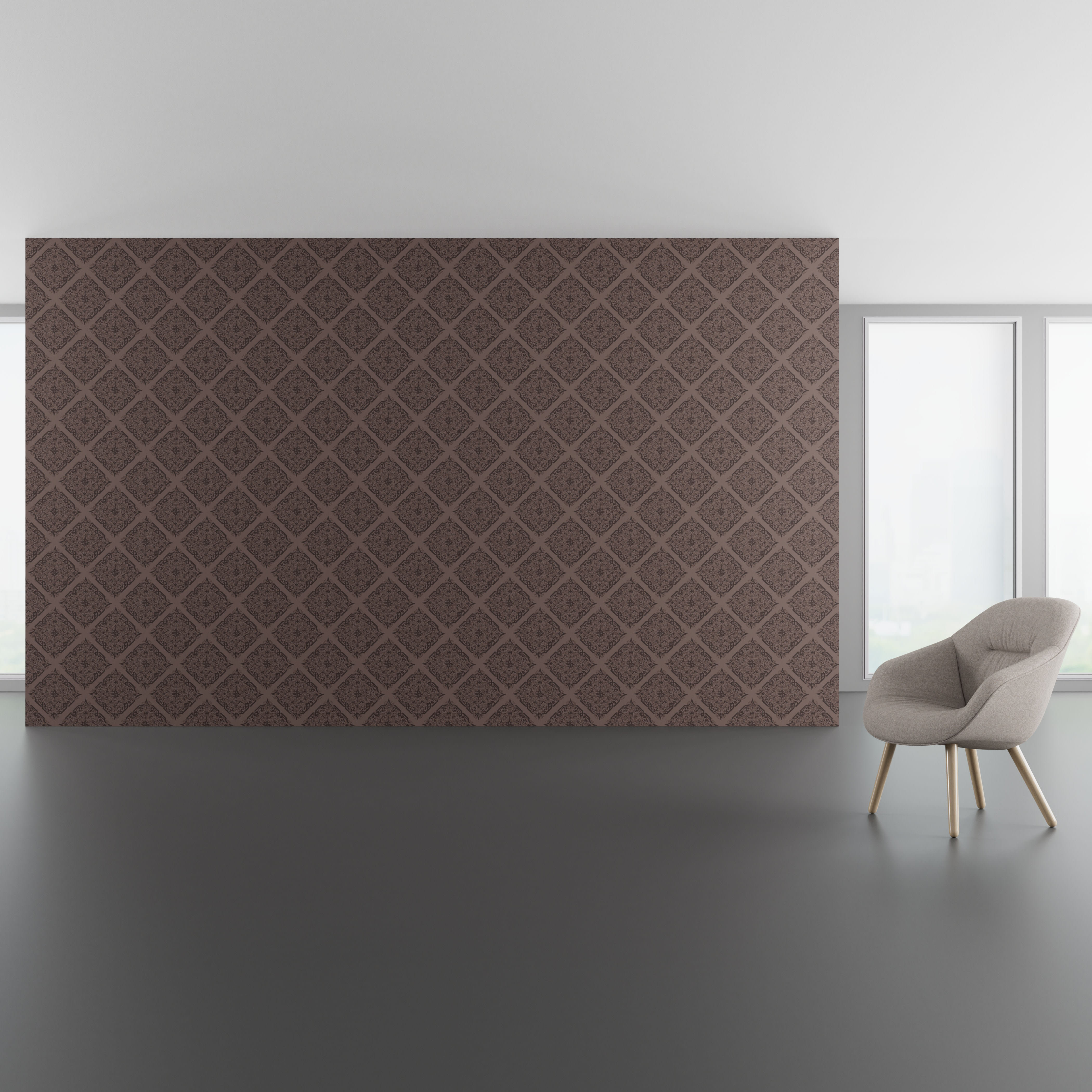 Install scene of Heritage Medallion, a traditional digital art wallcovering pattern.