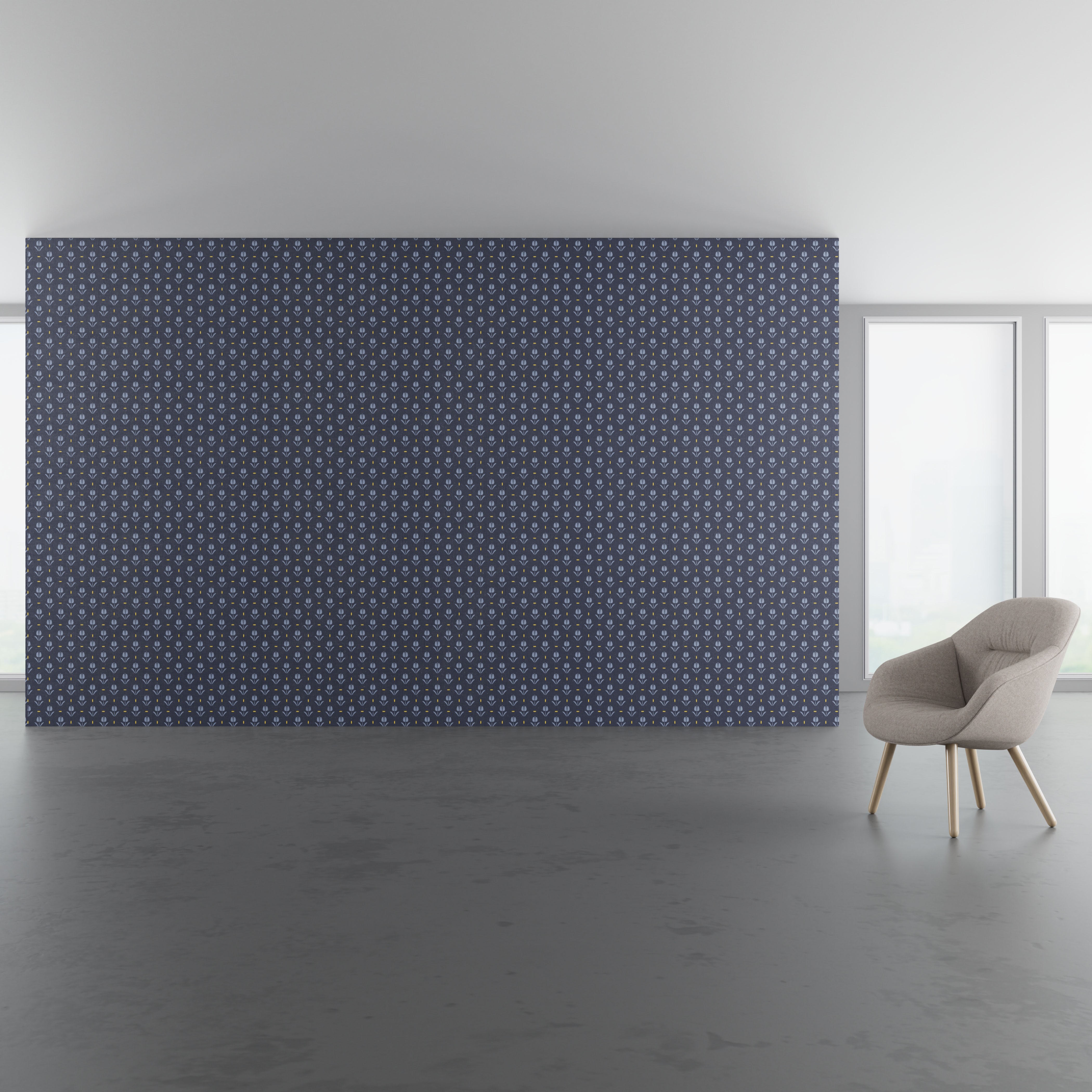Install scene of Lisse, a traditional digital art wallcovering pattern.