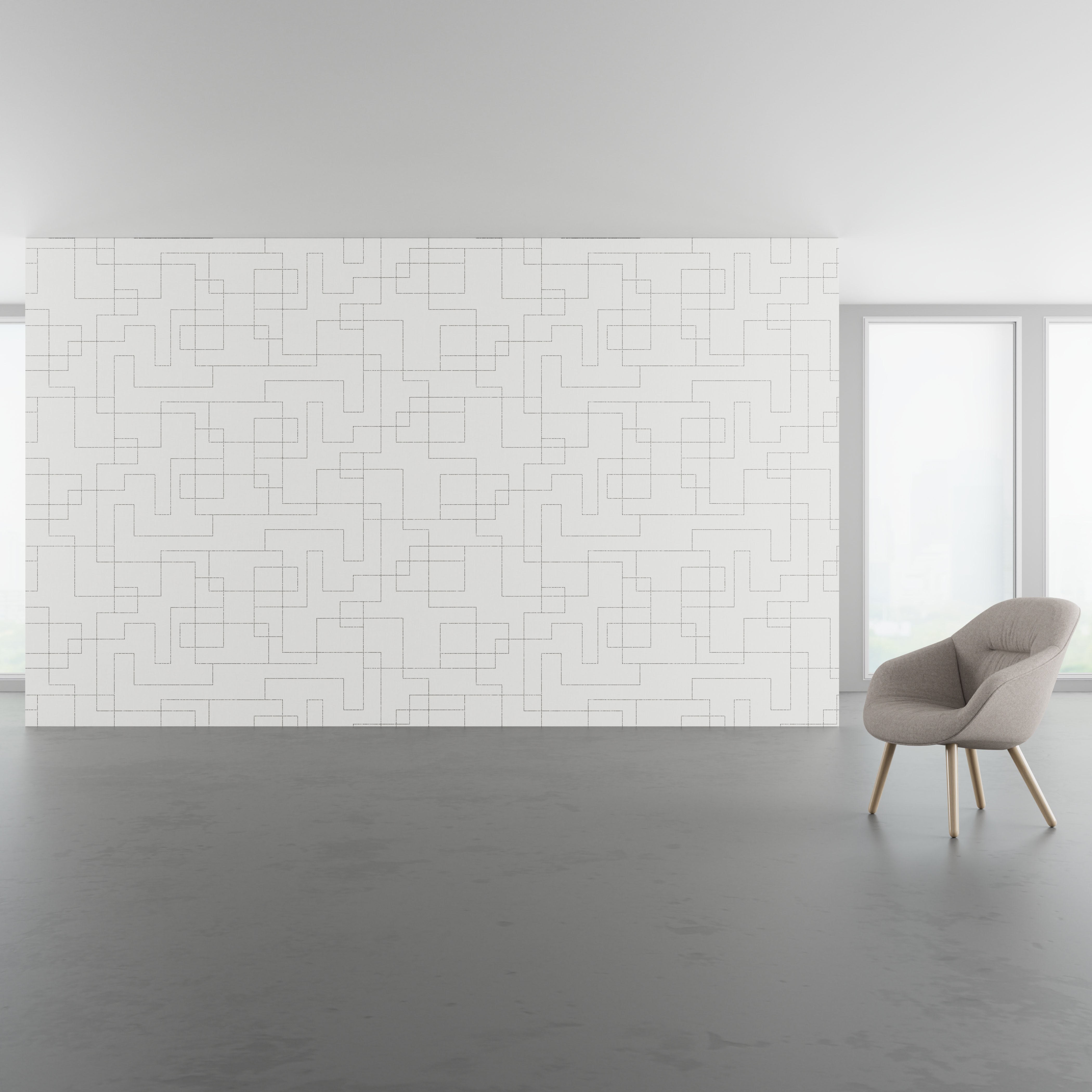 install scene of Maze Path, a Contemporary digital art wallcovering pattern.