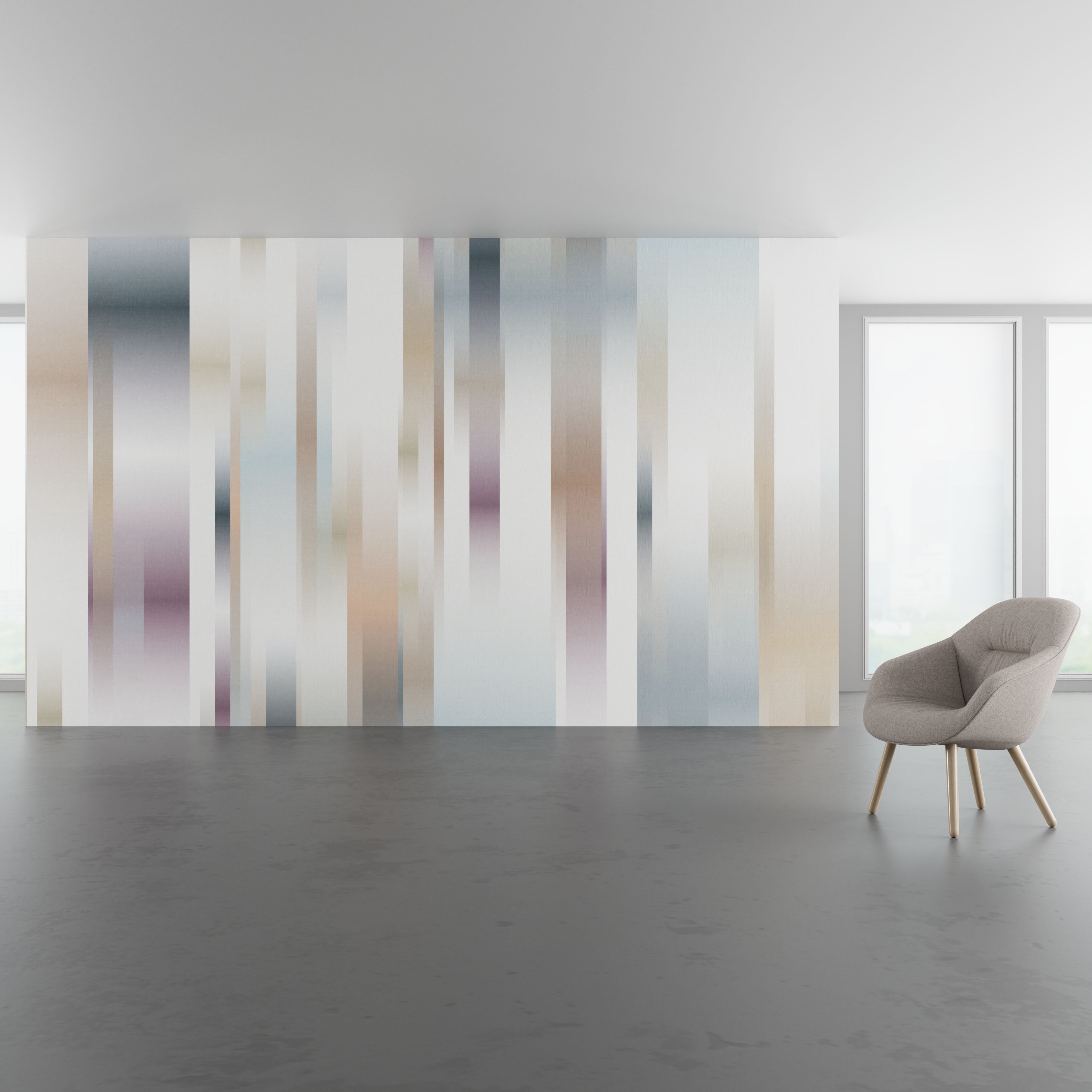Install scene of Memory Lane, a contemporary digital art wallcovering pattern.