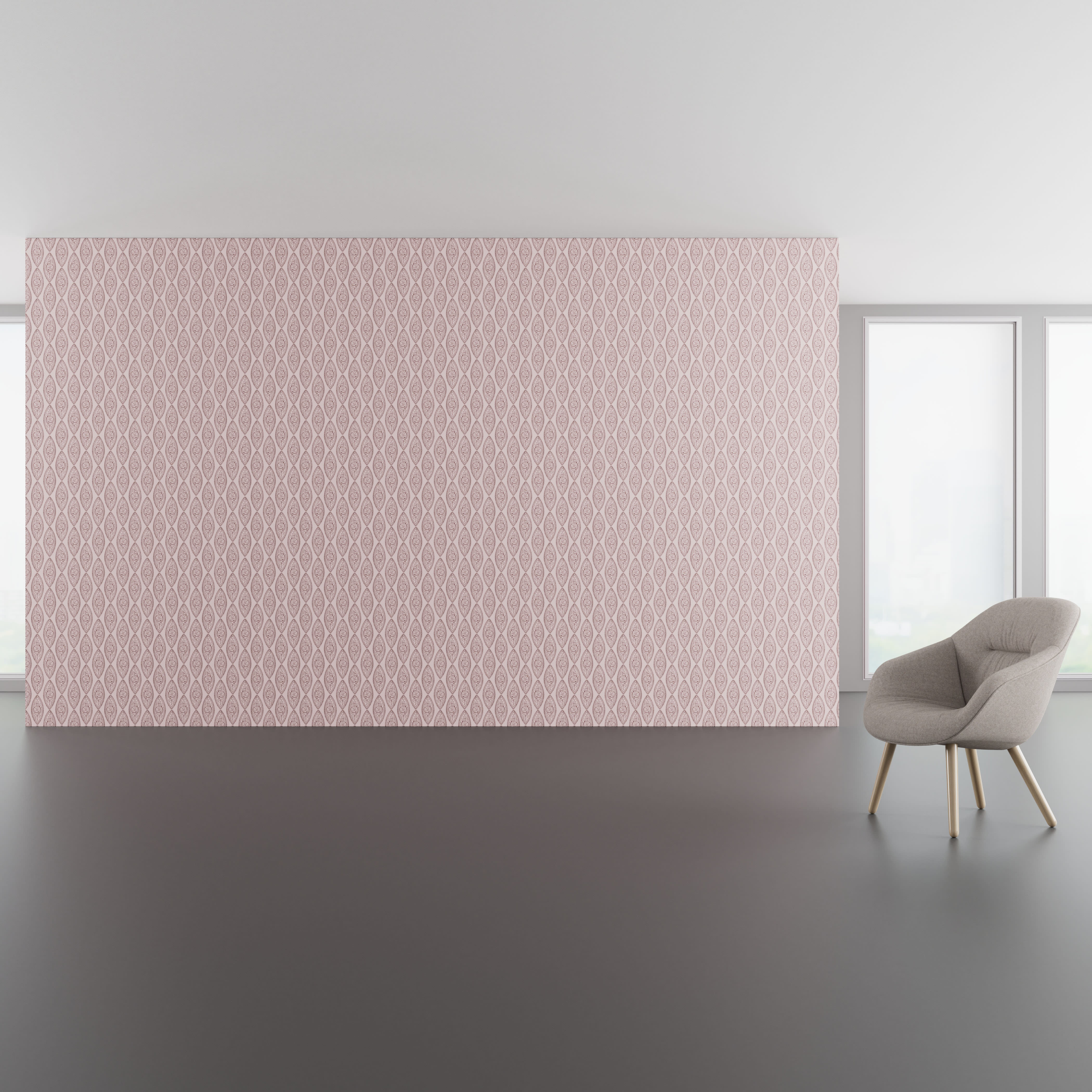 Install scene of Rhapsody Tonal, a traditional digital art wallcovering pattern.
