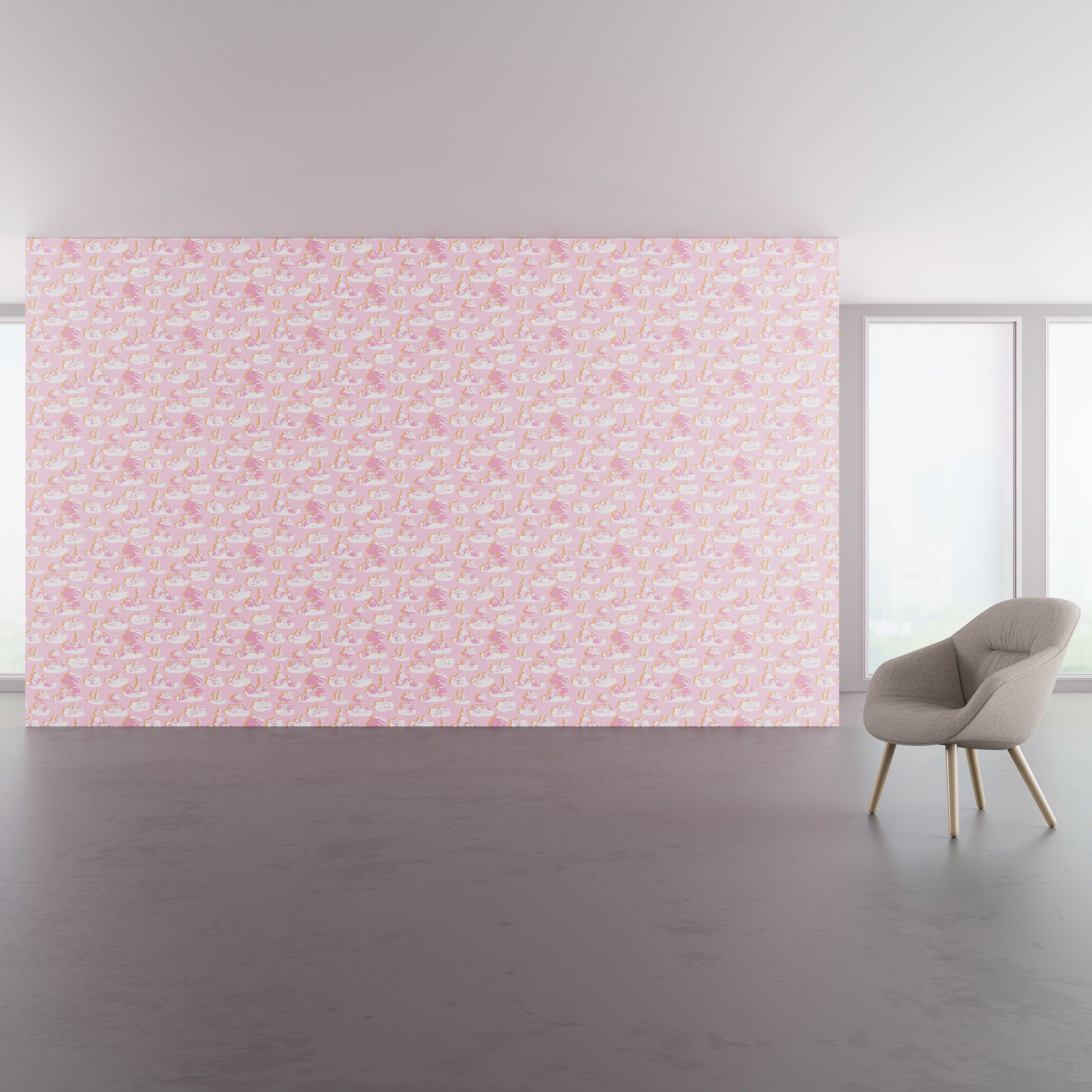 Install scene of Rococo Toile, a novelty digital art wallcovering pattern.