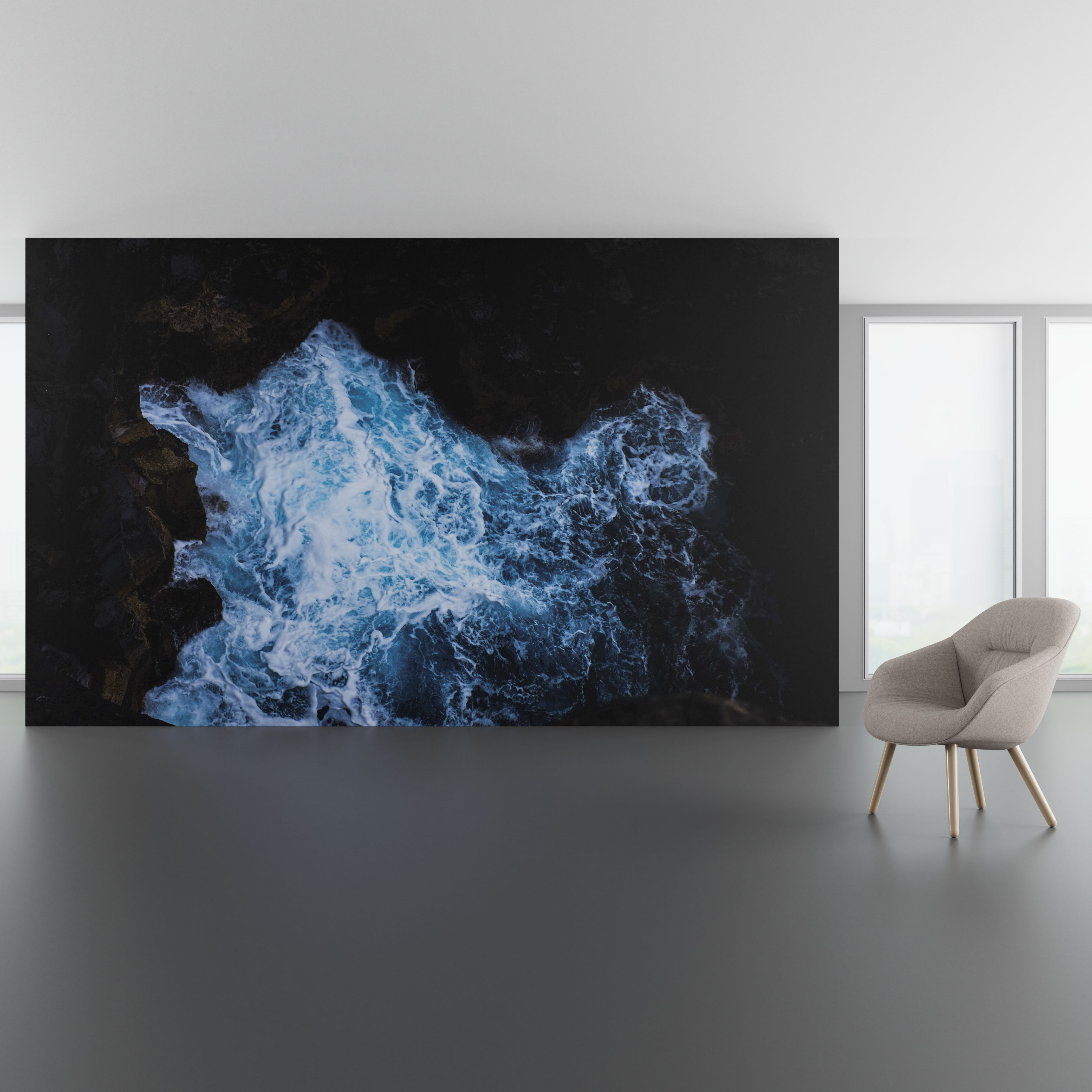 Install scene of Rush, a digital art wallcovering pattern featuring real photography.