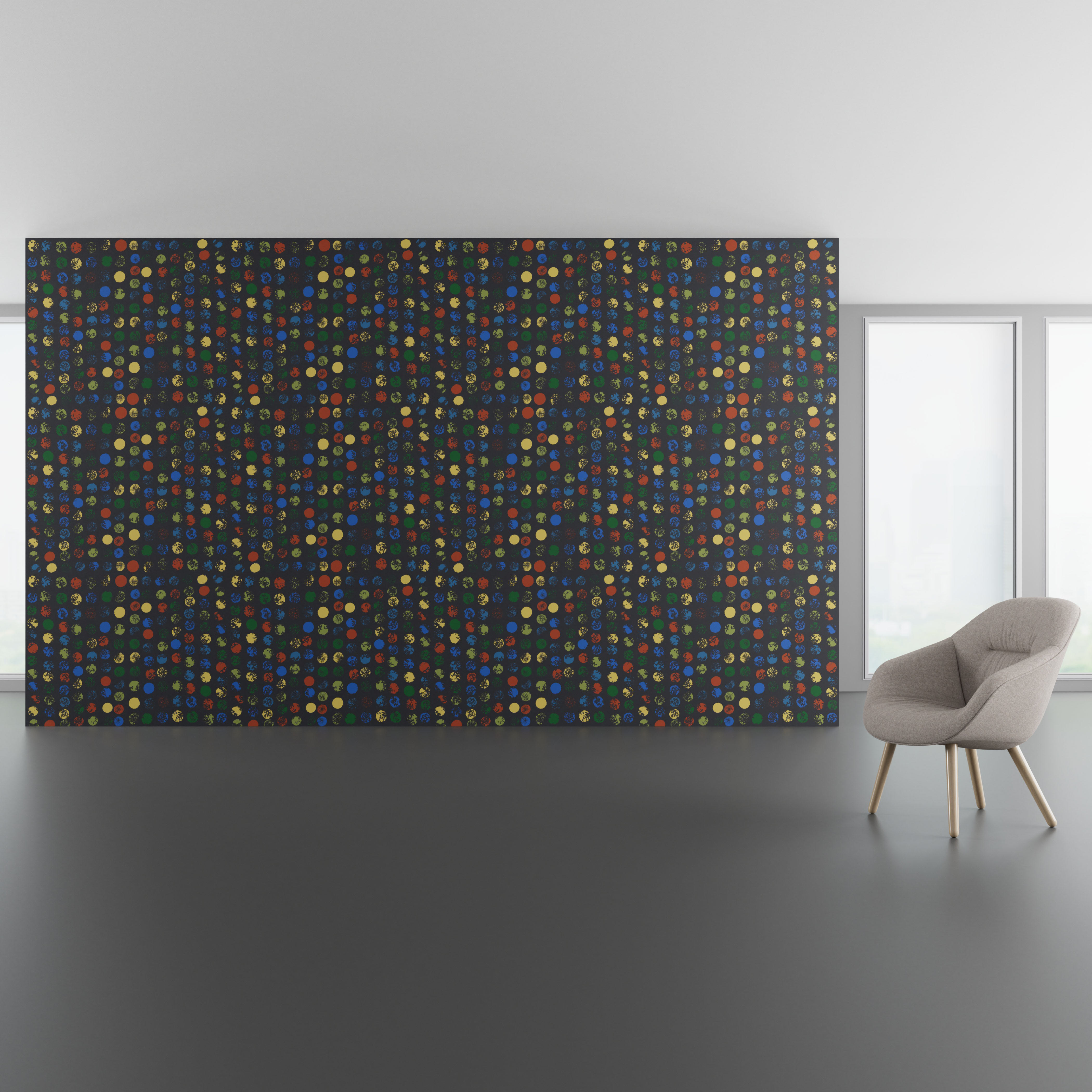 Install scene of Stamp Pop, a novelty digital art wallcovering pattern.